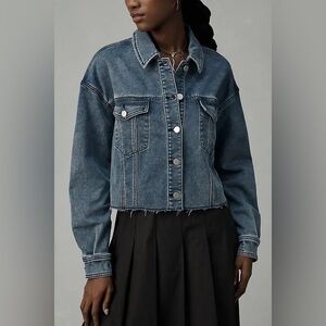 Anthropologie Dolan Left Coast Washed Cropped Denim Jacket Blue Raw Size Small